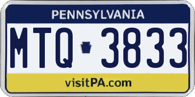 PA license plate MTQ3833
