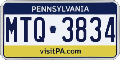 PA license plate MTQ3834