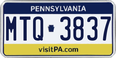 PA license plate MTQ3837