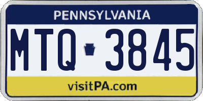 PA license plate MTQ3845
