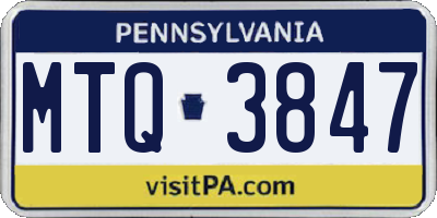 PA license plate MTQ3847
