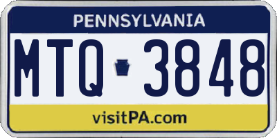PA license plate MTQ3848