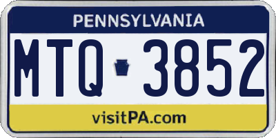 PA license plate MTQ3852