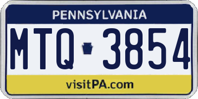 PA license plate MTQ3854
