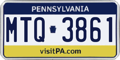 PA license plate MTQ3861