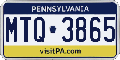 PA license plate MTQ3865