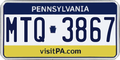 PA license plate MTQ3867