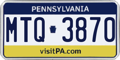 PA license plate MTQ3870