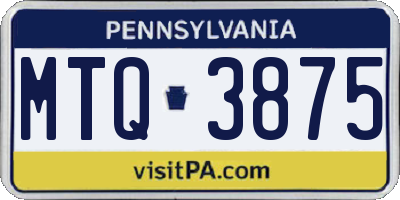 PA license plate MTQ3875