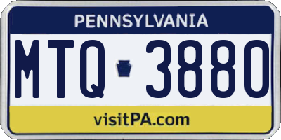 PA license plate MTQ3880