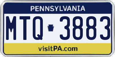PA license plate MTQ3883