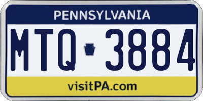 PA license plate MTQ3884
