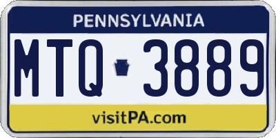 PA license plate MTQ3889
