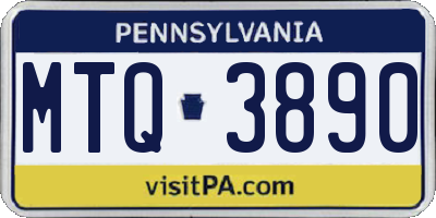 PA license plate MTQ3890