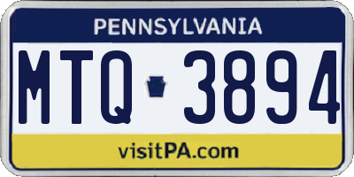 PA license plate MTQ3894