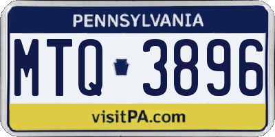 PA license plate MTQ3896