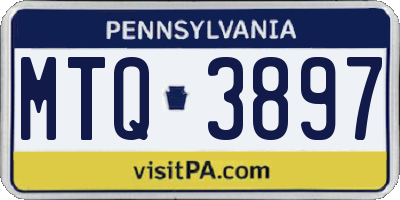PA license plate MTQ3897