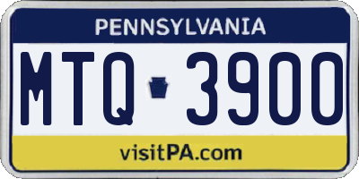 PA license plate MTQ3900