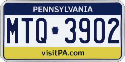 PA license plate MTQ3902