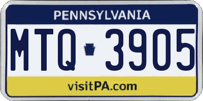 PA license plate MTQ3905