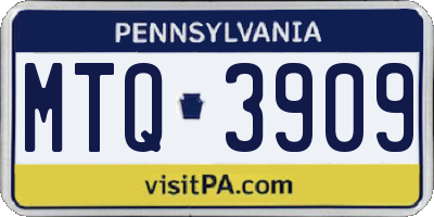 PA license plate MTQ3909