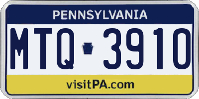 PA license plate MTQ3910