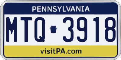 PA license plate MTQ3918