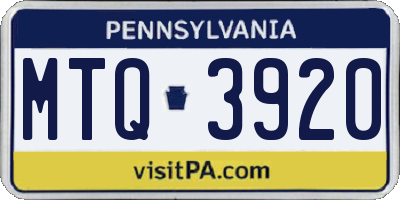 PA license plate MTQ3920