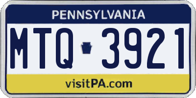 PA license plate MTQ3921
