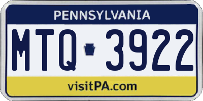 PA license plate MTQ3922