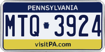 PA license plate MTQ3924
