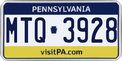 PA license plate MTQ3928