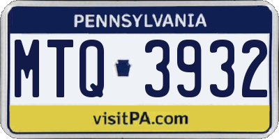 PA license plate MTQ3932