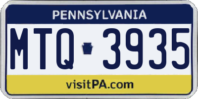 PA license plate MTQ3935