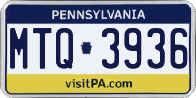 PA license plate MTQ3936