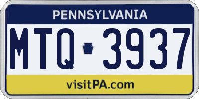 PA license plate MTQ3937