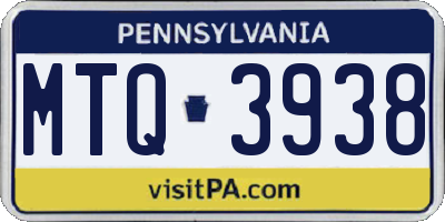 PA license plate MTQ3938