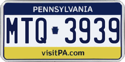 PA license plate MTQ3939