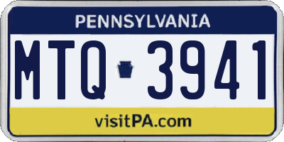 PA license plate MTQ3941