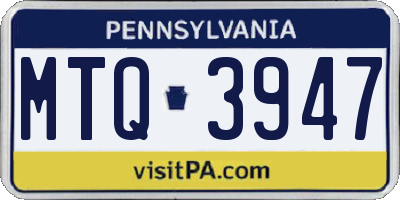 PA license plate MTQ3947