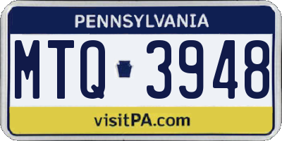 PA license plate MTQ3948