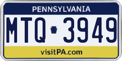 PA license plate MTQ3949