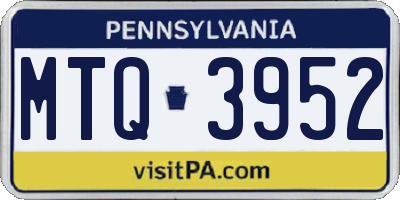 PA license plate MTQ3952