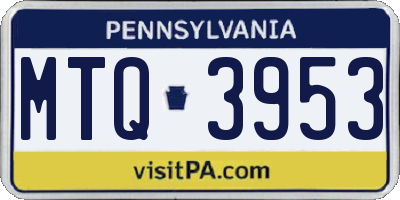 PA license plate MTQ3953
