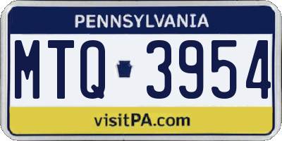 PA license plate MTQ3954