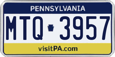 PA license plate MTQ3957