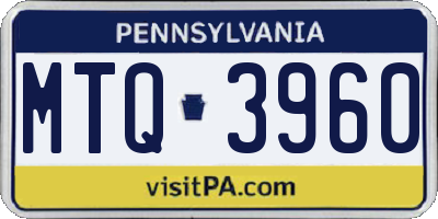 PA license plate MTQ3960