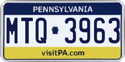 PA license plate MTQ3963