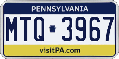 PA license plate MTQ3967