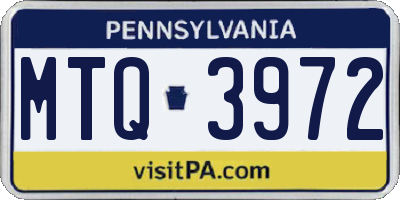 PA license plate MTQ3972